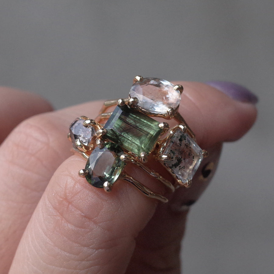 Charm Ring No.1752/ Rutilated Peridot