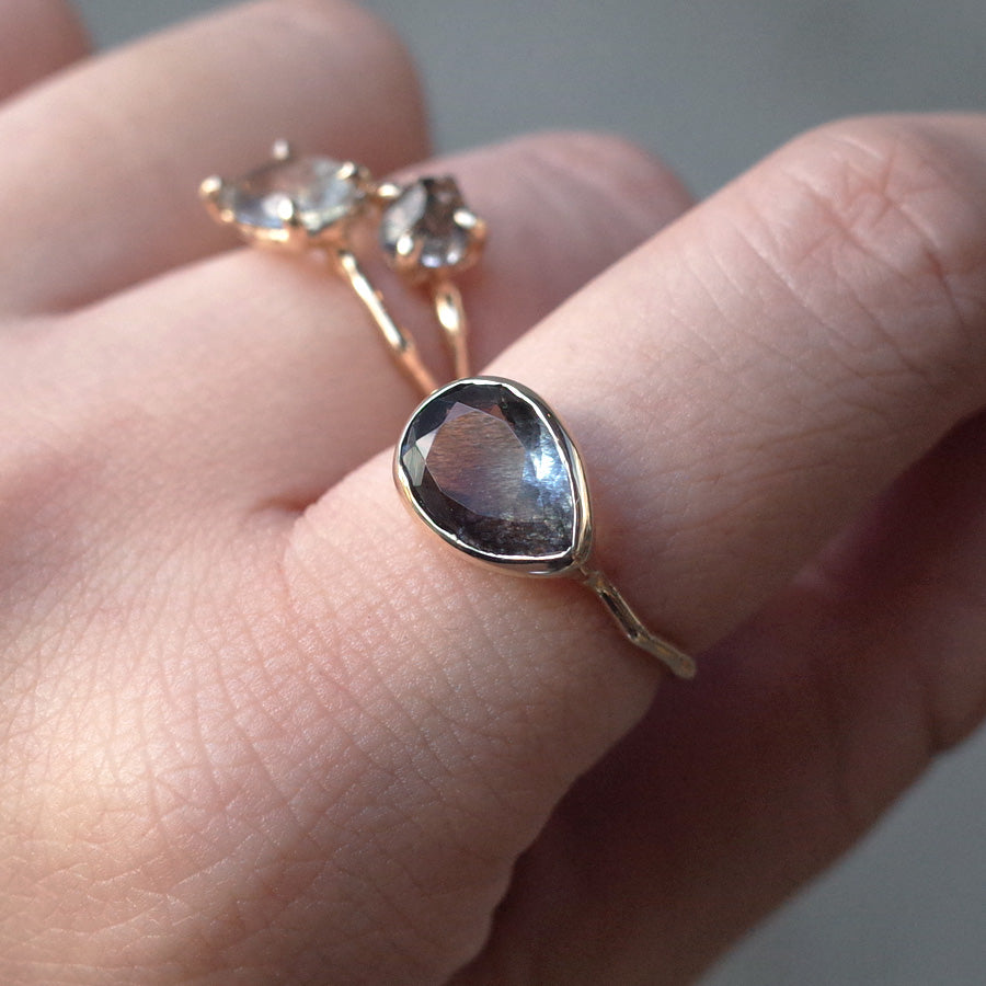 Charm Ring No.1763/  Moss Aquamarine