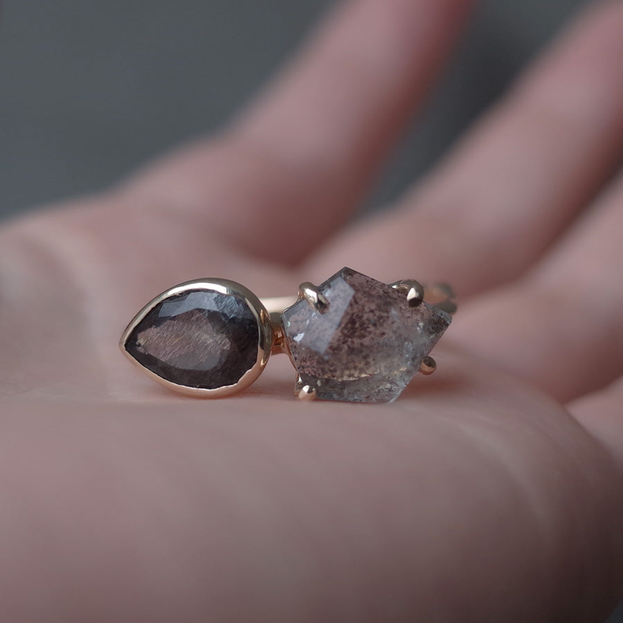 Charm Ring No.1763/  Moss Aquamarine