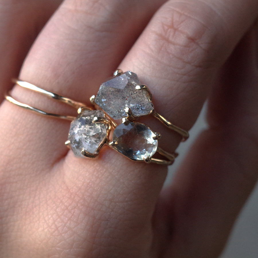 Charm Ring No.1764/  Moss Aquamarine