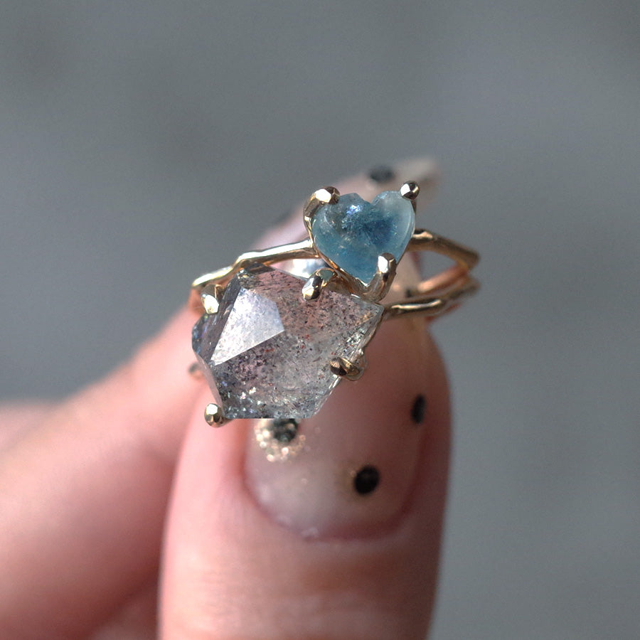 Charm Ring No.1764/  Moss Aquamarine