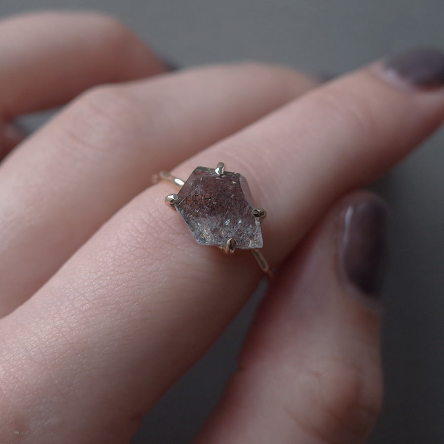 Charm Ring No.1764/  Moss Aquamarine