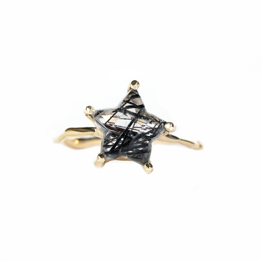 Charm Ring No.1775/  Black Rutilated Quartz