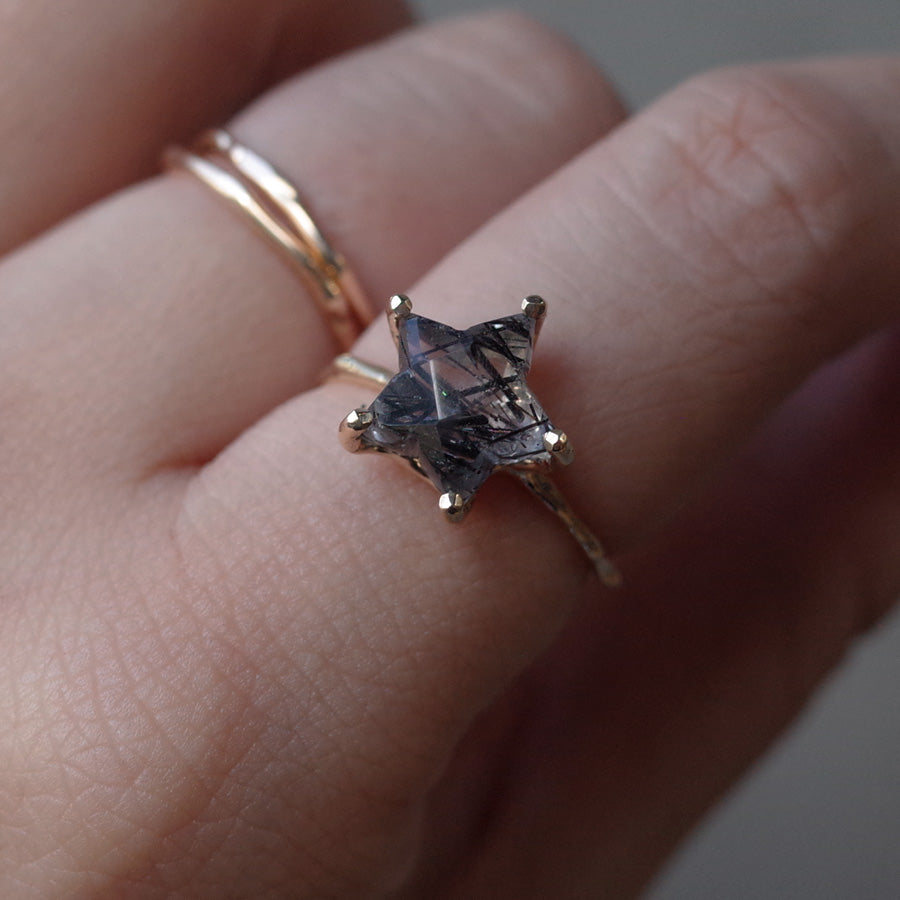 Charm Ring No.1775/  Black Rutilated Quartz