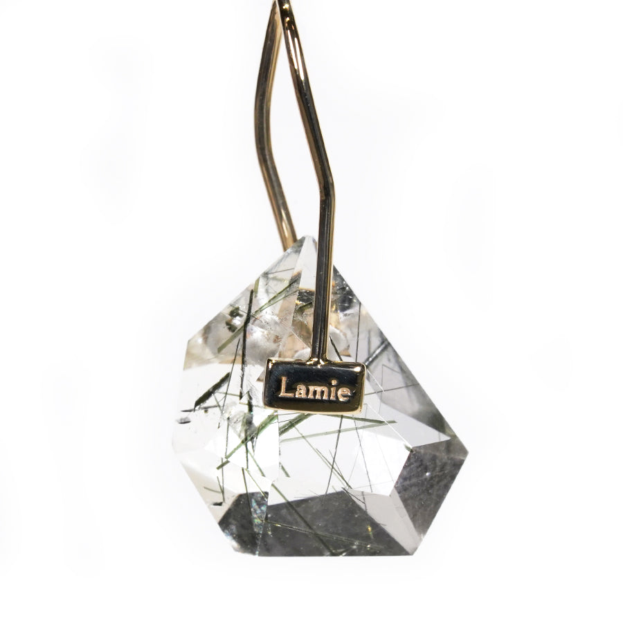 Bag ピアス  №1964/ Actinolite in Quartz