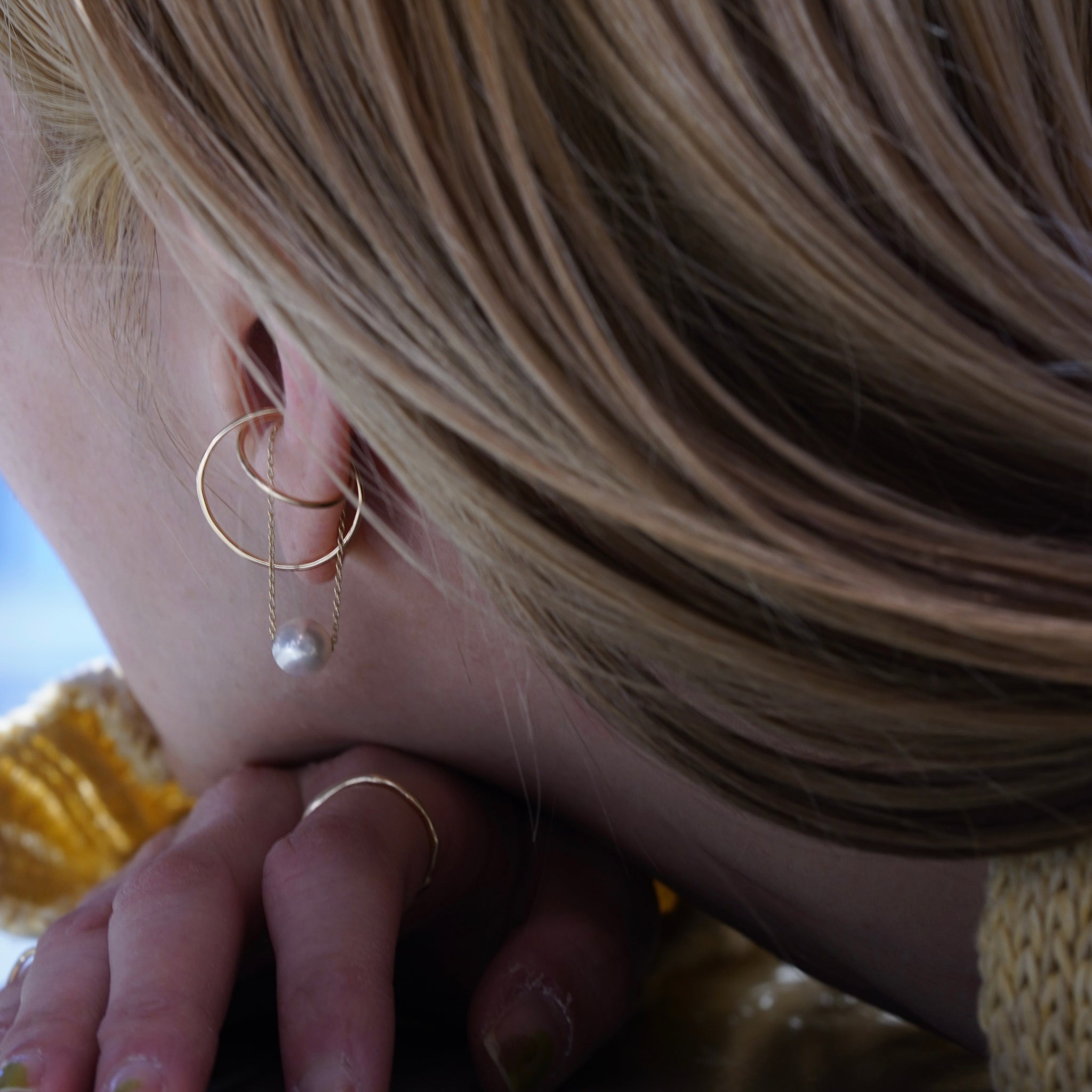 Wイヤカフ(Ｍ) アコヤパール  K10