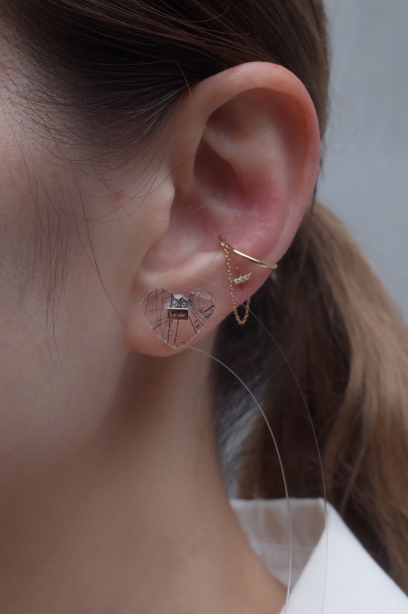 Bag ピアス  №3603/ Tourmaline in Quartz