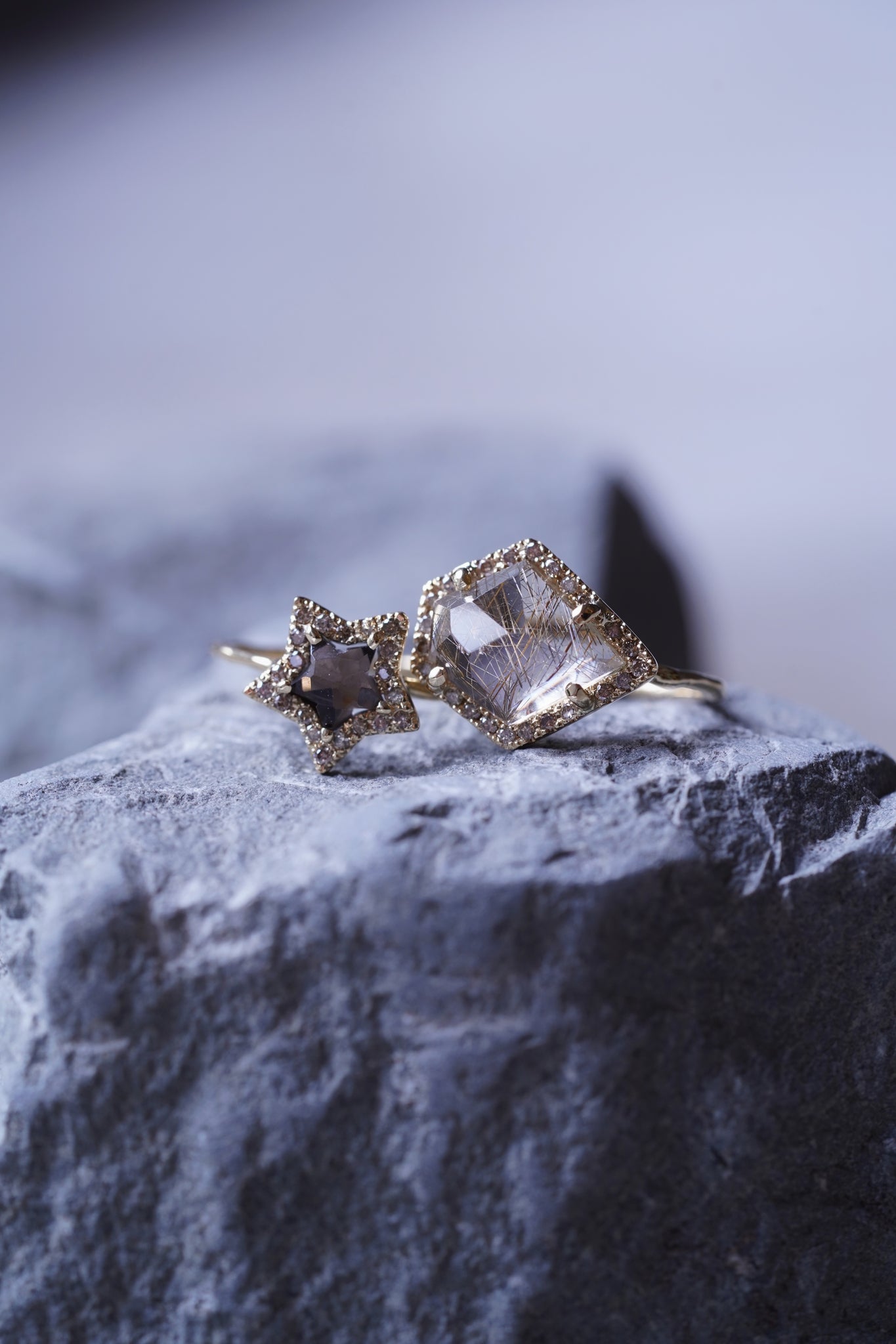 Melee Diamond Ring No.5001/  Rutilated Quartz