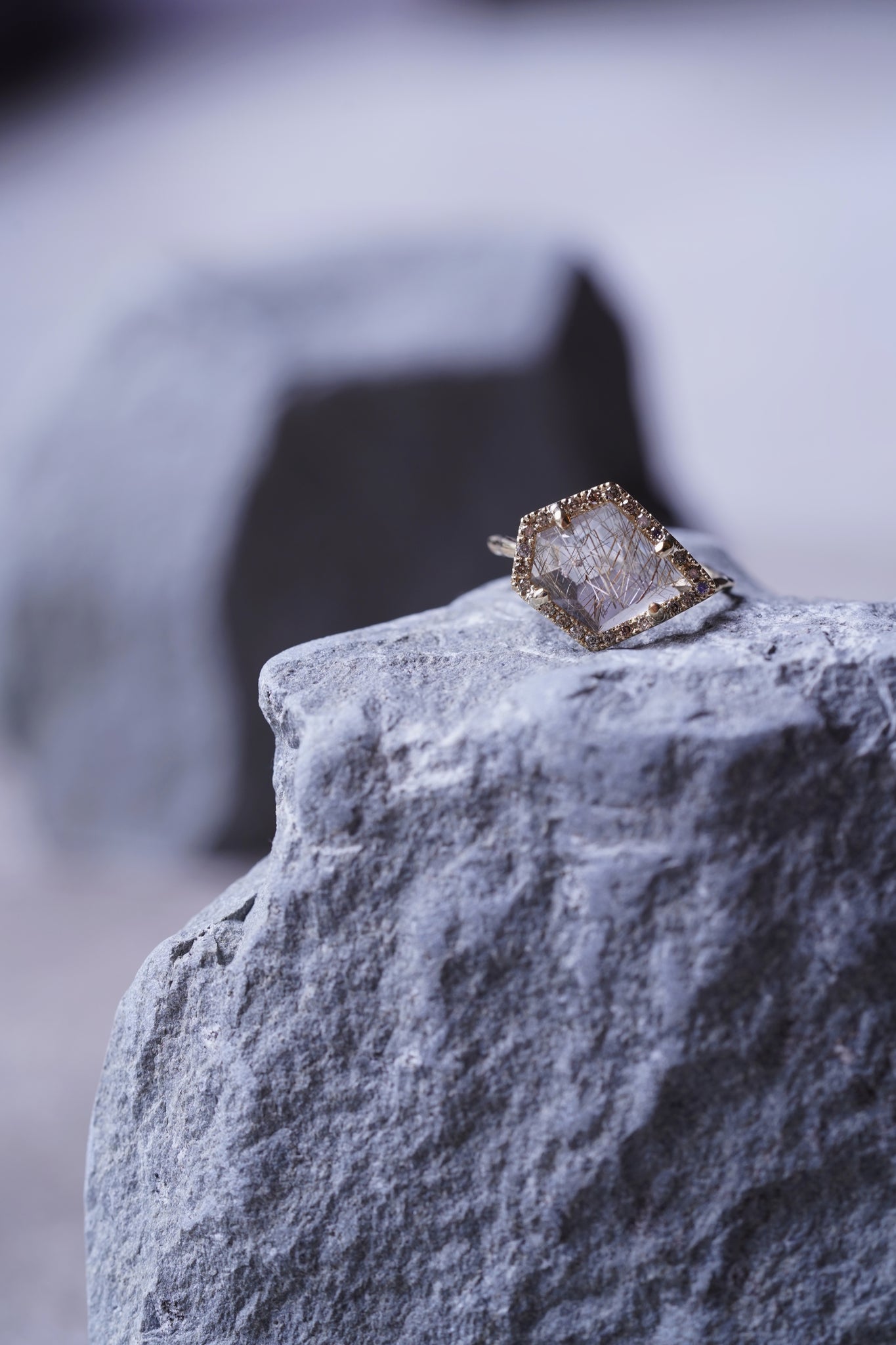 Melee Diamond Ring No.5001/  Rutilated Quartz