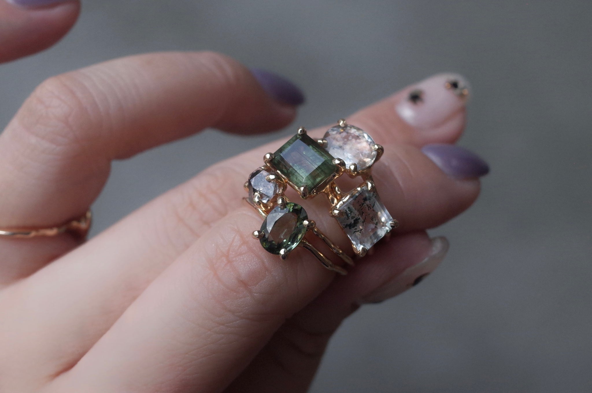 Charm Ring No.1752/ Rutilated Peridot