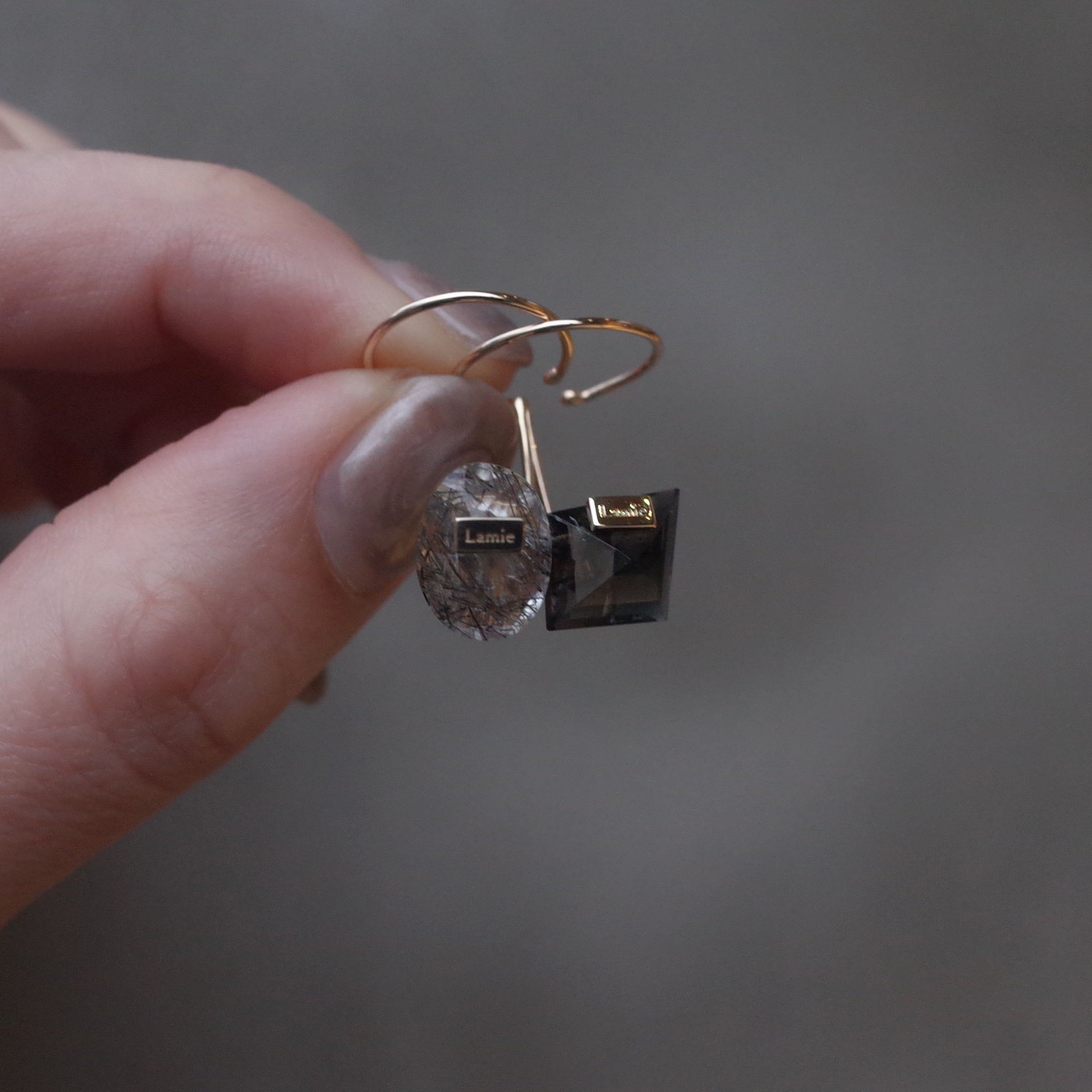 Bag イヤカフ  №4333/ Black Rutilated Quartz
