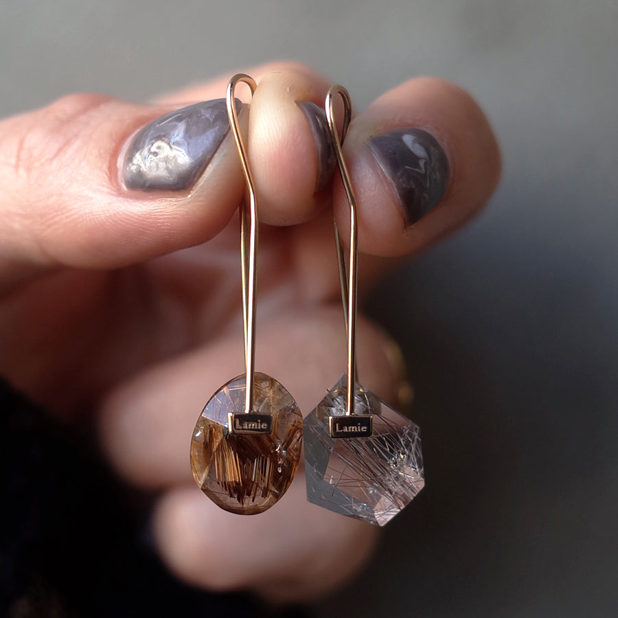 Bag ピアス  №2064/ Rutilelated Quartz