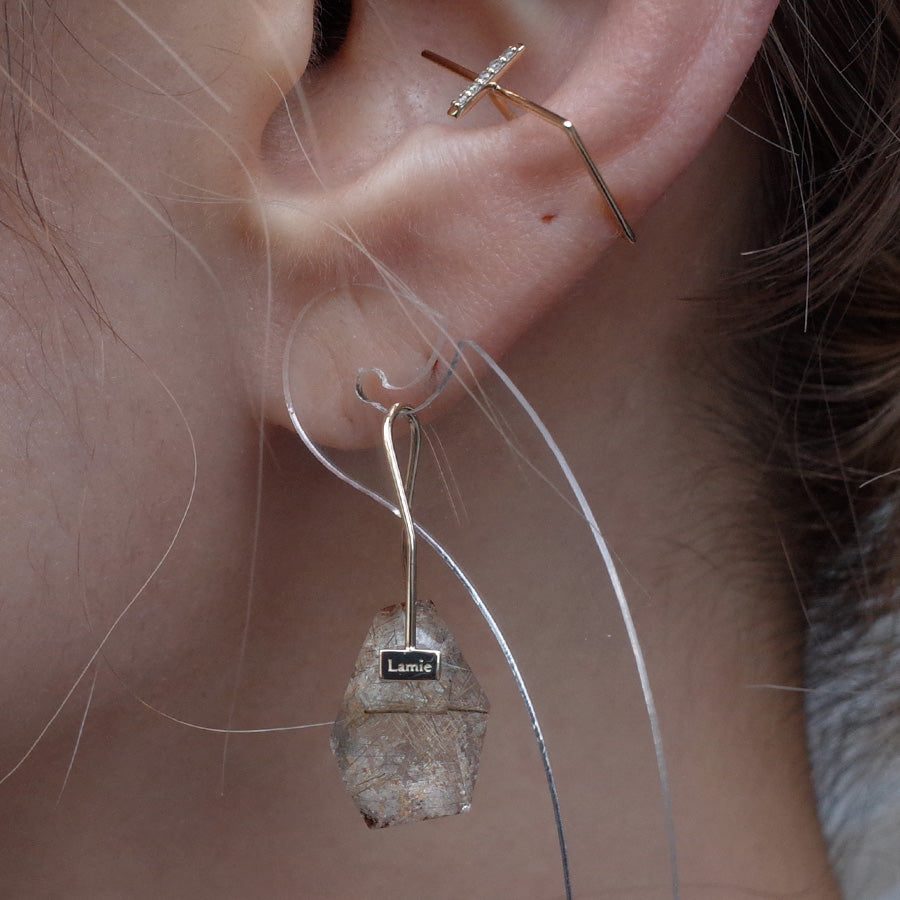 Bag ピアス   №2110/ Garden Rutile Quartz