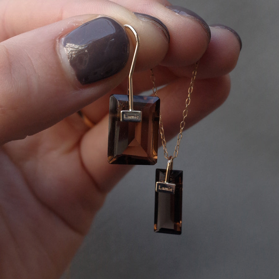 Bag ピアス  №2146/ Smoky Quartz