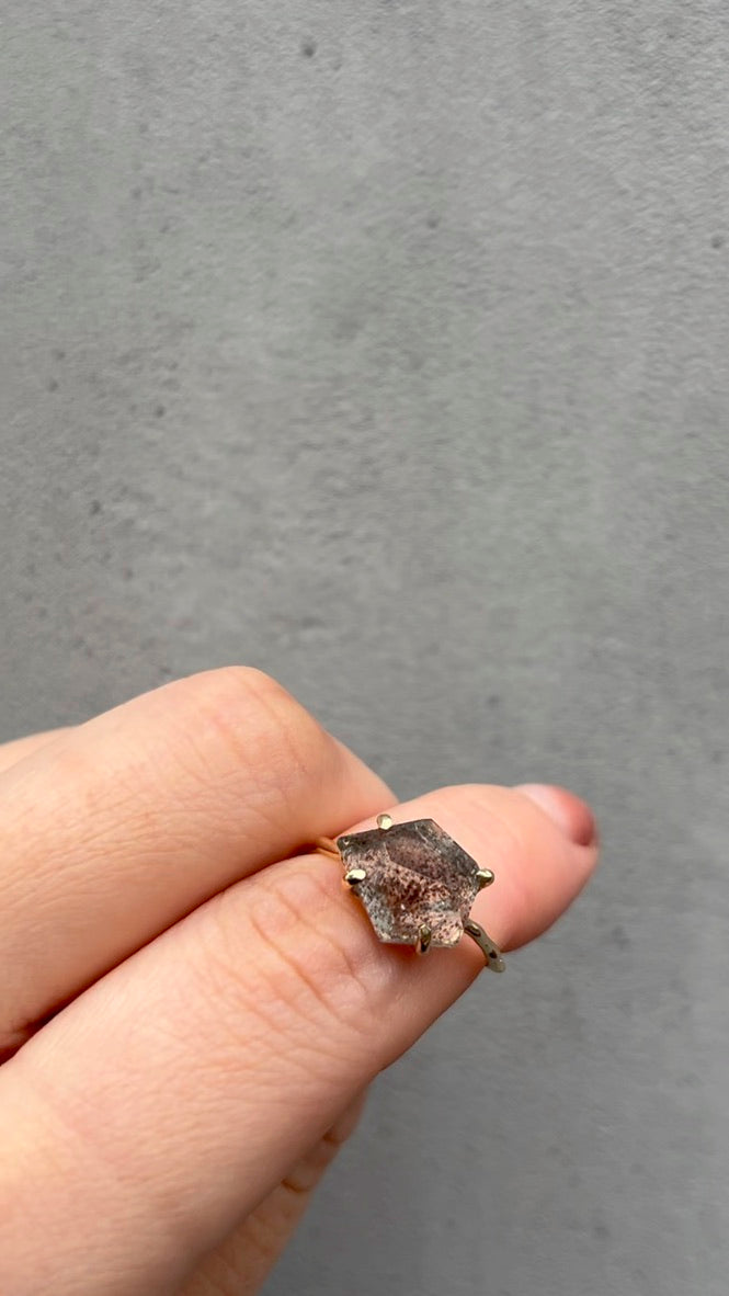 Charm Ring No.1764/  Moss Aquamarine