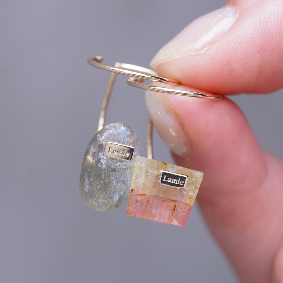 Bag Earrings No. 2033/ Tourmaline