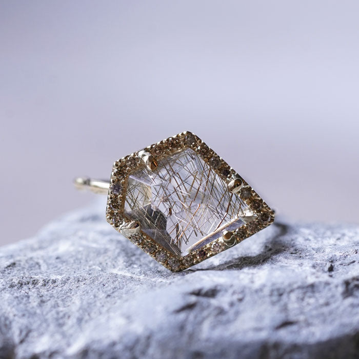 Melee Diamond Ring No.5001/  Rutilated Quartz