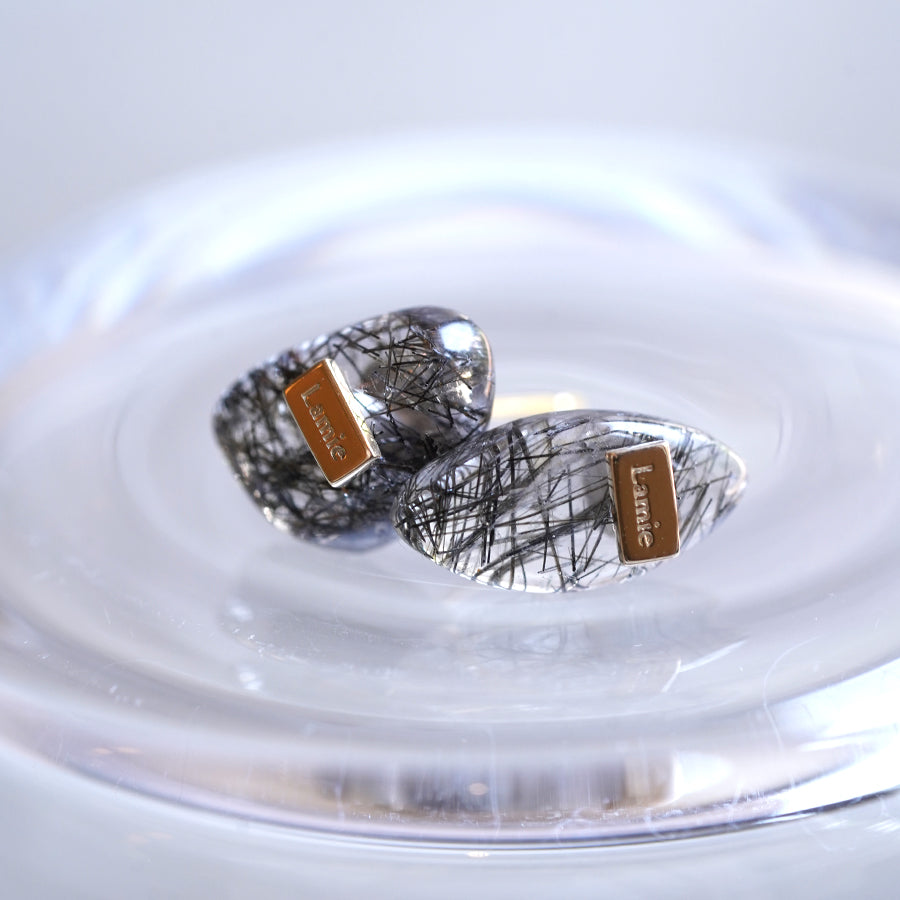 Bag ピアス  №8019/Tourmaline in Quartz