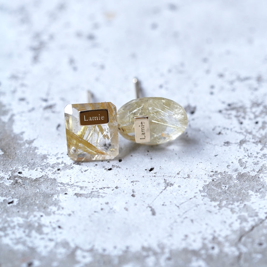 Bag ピアス  №8022/ Rutilated  Quartz