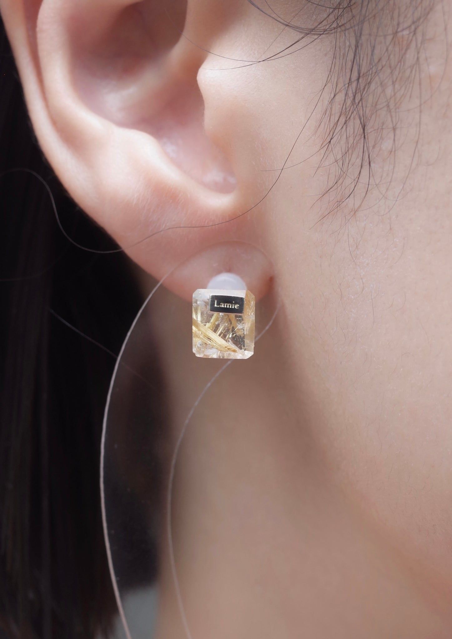 Bag ピアス  №8022/ Rutilated  Quartz